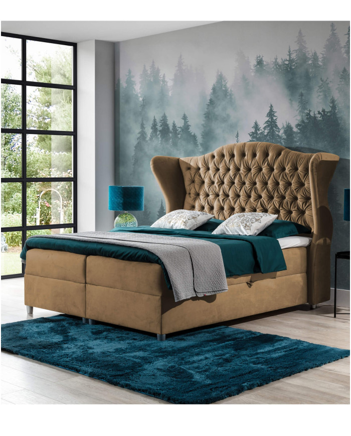 Livia kontinentinė lova 180x200, apmušta, čiužinys, čiužinuko užtiesalas, konteineris - Paveikslėlis 6