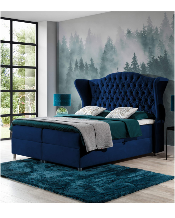 Livia kontinentinė lova 180x200, apmušta, čiužinys, čiužinuko užtiesalas, konteineris - Paveikslėlis 7