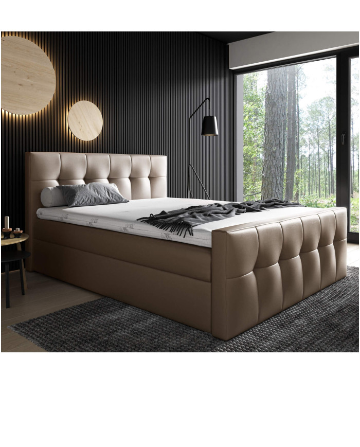 Malibu kontinentinė lova 160x200, apmušta, čiužinys, čiužinuko užtiesalas, konteineris — изображение 5