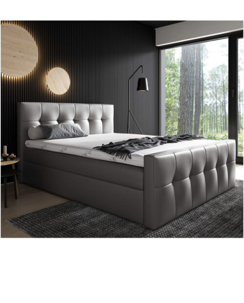 Malibu kontinentinė lova 160×200, apmušta, čiužinys, čiužinuko užtiesalas, konteineris