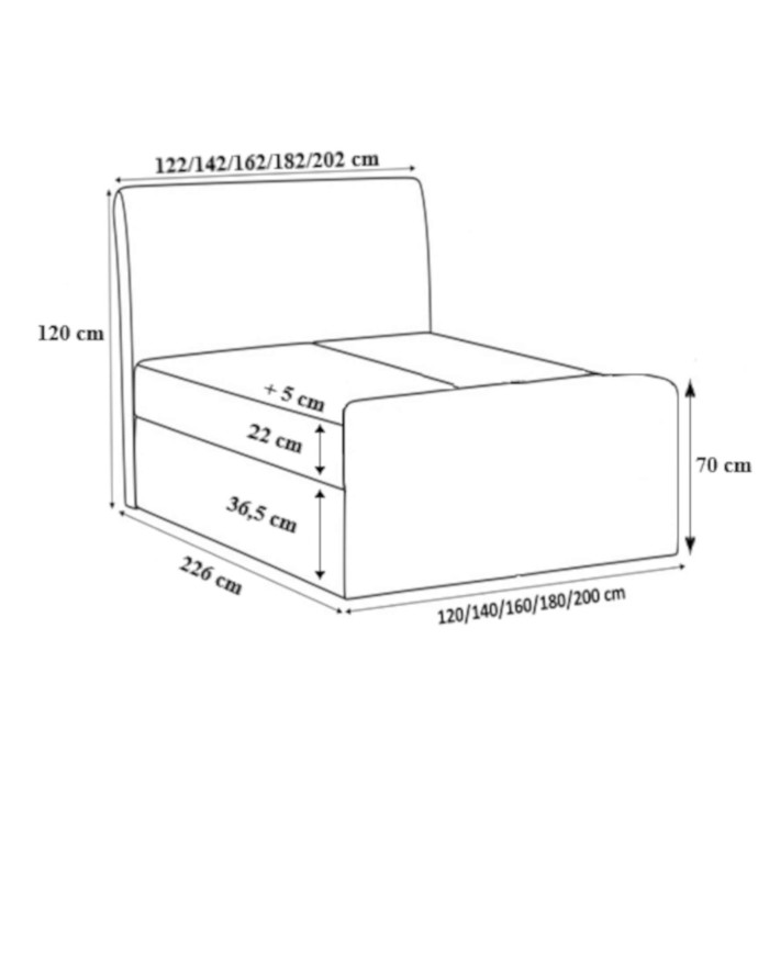 Malibu kontinentinė lova 160x200, apmušta, čiužinys, čiužinuko užtiesalas, konteineris — изображение 7