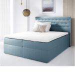 „Malmo“ kontinentinė lova 140x200, apmušta, čiužinys, čiužinuko užtiesalas, konteineris