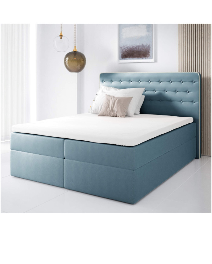 „Malmo“ kontinentinė lova 160x200, apmušta, čiužinys, čiužinuko užtiesalas, konteineris - Paveikslėlis 3