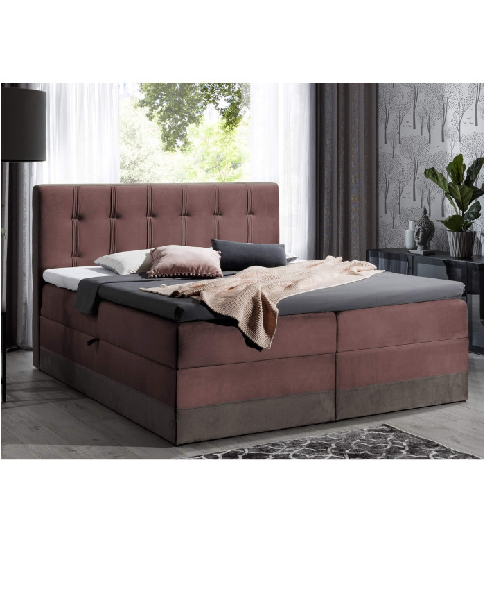 Marlene kontinentinė lova 200x200, apmušta, čiužinys, čiužinuko užtiesalas, konteineris - Paveikslėlis 5