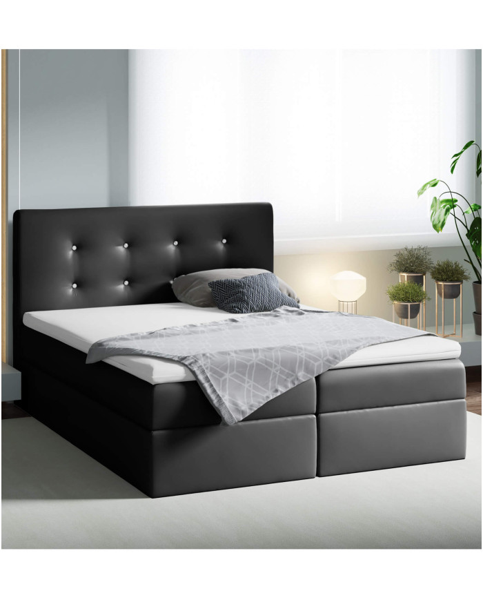 Mezi kontinentinė lova 160x200, apmušta, čiužiniai, čiužinys su užtiesalu, konteineris — изображение 3