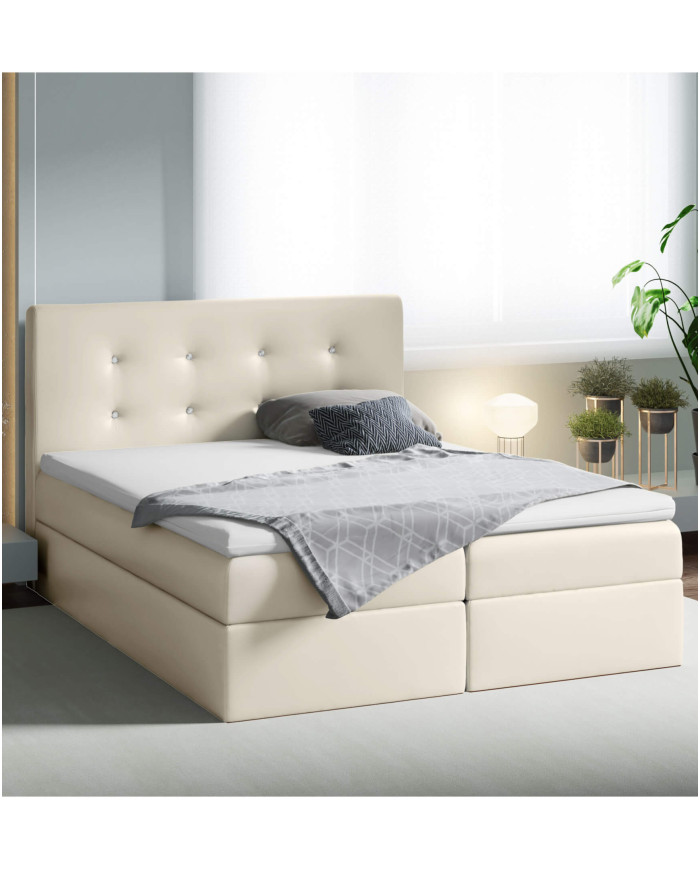 Mezi kontinentinė lova 160x200, apmušta, čiužiniai, čiužinys su užtiesalu, konteineris — изображение 4