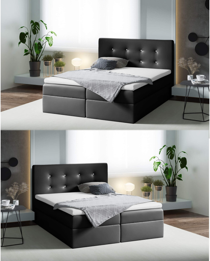 Mezi kontinentinė lova 160x200, apmušta, čiužiniai, čiužinys su užtiesalu, konteineris — изображение 7