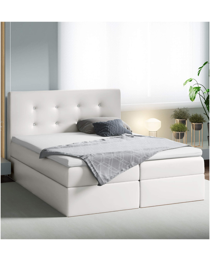 Mezi kontinentinė lova 160x200, apmušta, čiužiniai, čiužinys su užtiesalu, konteineris