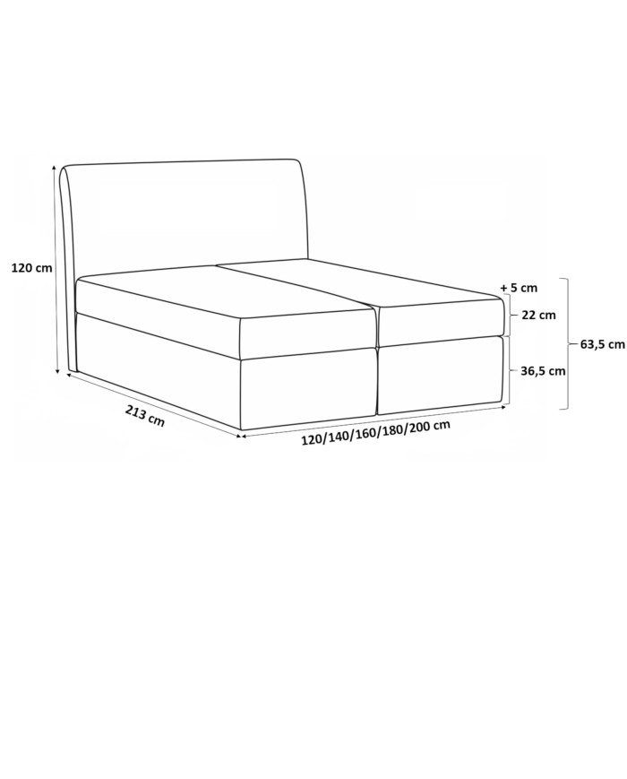 „Monet“ kontinentinė lova 160x200, apmušta, čiužinys, čiužinuko užtiesalas, konteineris - Paveikslėlis 7