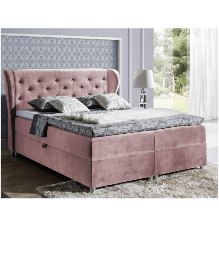 Pasito kontinentinė lova 200x200, apmušta, čiužinys, čiužinuko užtiesalas, konteineris - Paveikslėlis 2