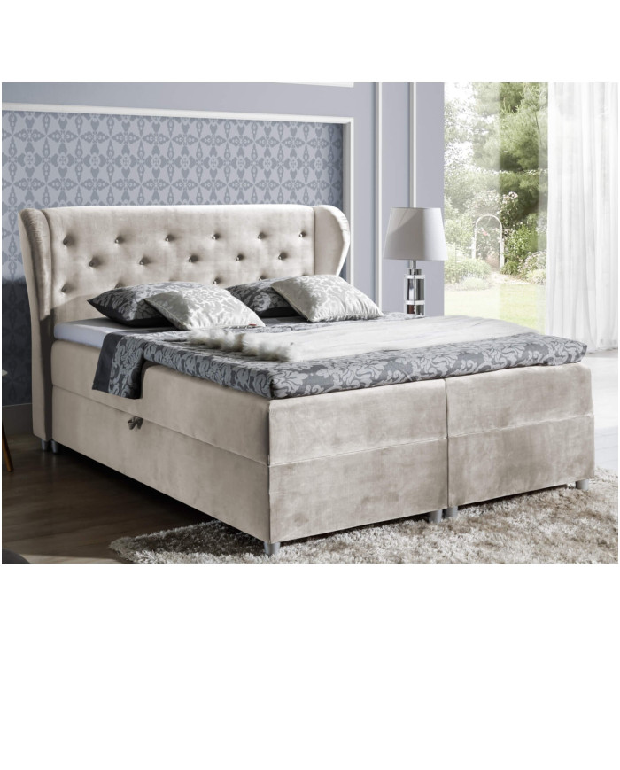 Pasito kontinentinė lova 200x200, apmušta, čiužinys, čiužinuko užtiesalas, konteineris - Paveikslėlis 5