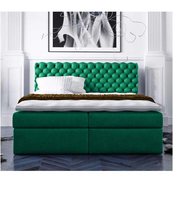 Pianino tipo kontinentinė lova 120x200, apmušta, čiužinys, čiužinuko užtiesalas, konteineris