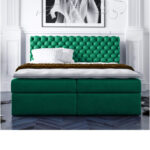 Pianino tipo kontinentinė lova 160x200, apmušta, čiužinys, čiužinuko užtiesalas, konteineris