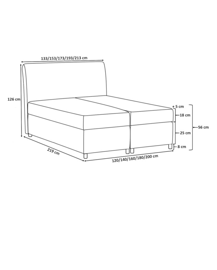 Prato kontinentinė lova 180x200, apmušta, su čiužiniu, viršutiniu čiužiniu — изображение 6