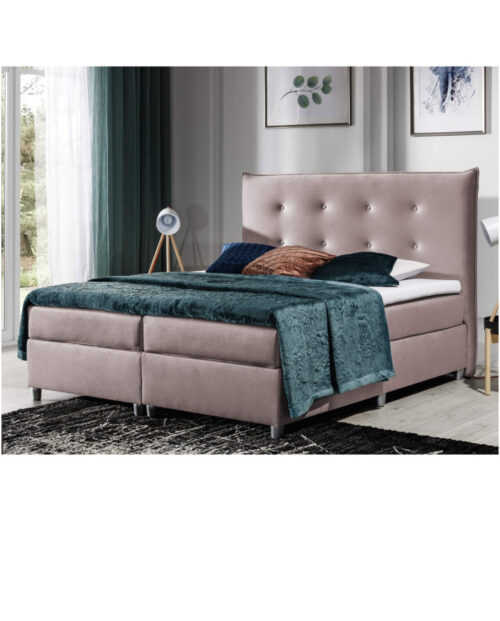 Prato kontinentinė lova 180×200, apmušta, su čiužiniu, viršutiniu čiužiniu