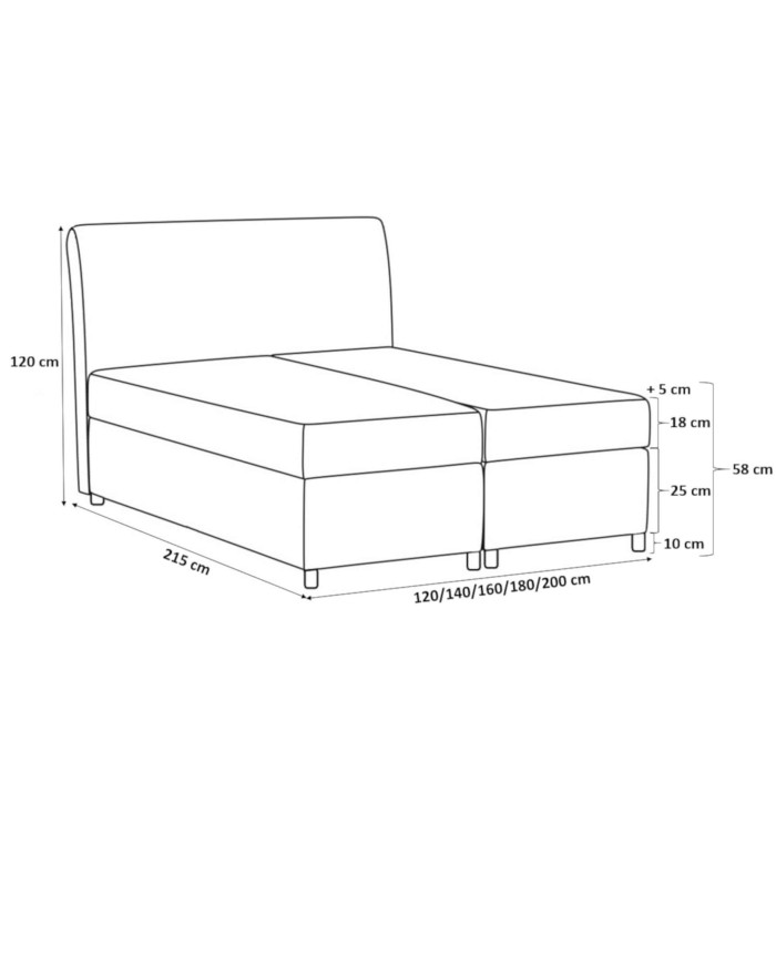 Primo kontinentinė lova 160x200, apmušta, su čiužiniu, viršutiniu čiužiniu — изображение 6