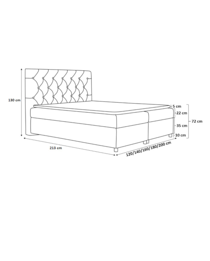 „Roma“ kontinentinė lova 200x200, apmušta, čiužinys, čiužinuko užtiesalas, konteineris - Paveikslėlis 7