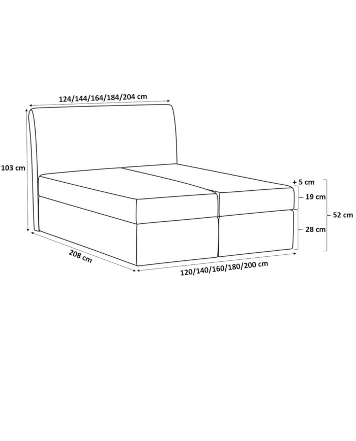 Salsa kontinentinė lova 200x200, apmušta, čiužinys, čiužinuko užtiesalas, konteineris - Paveikslėlis 7