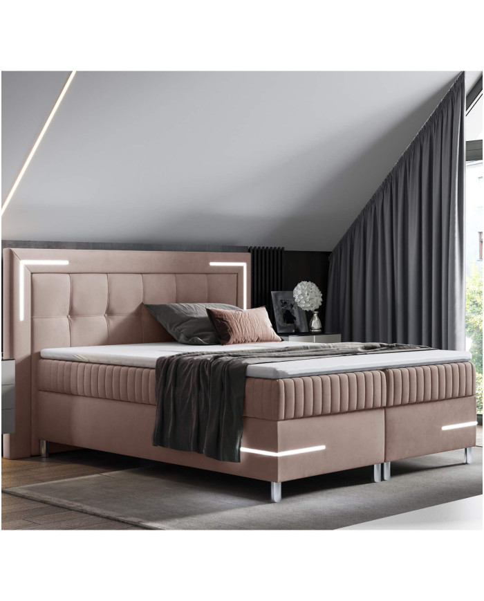 Tango 1 kontinentinė lova su apšvietimu, 200x200, minkšta, čiužiniai, čiužinys, čiužinuko užtiesalas, konteineris - Paveikslėlis 7