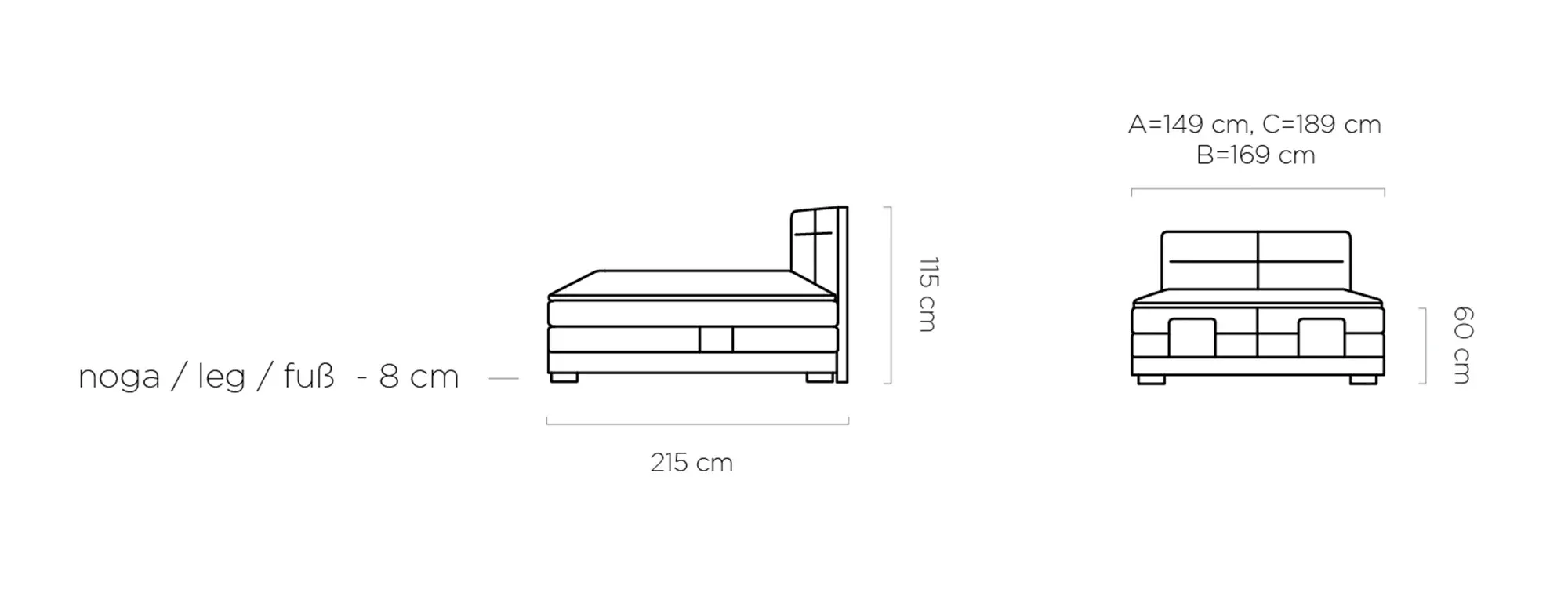 Valsen kontinentinė lova 160x200 Gr1 - Paveikslėlis 2