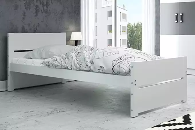 BARTEK viengulė jaunimo lova 90x200 su čiužiniu, balta