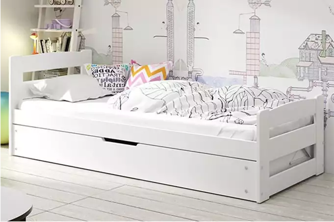 ERNI viengulė lova su daiktadėže 90x200, balta