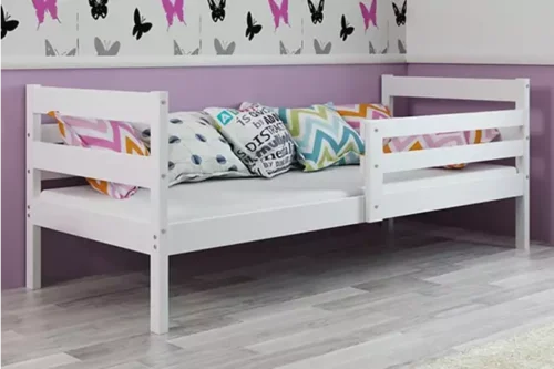 ERYK viengulė jaunimo lova 90×200 su čiužiniu, balta