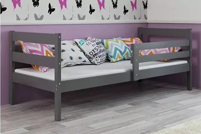 ERYK 90X200 viengulė jaunimo lova su čiužiniu, grafito spalvos