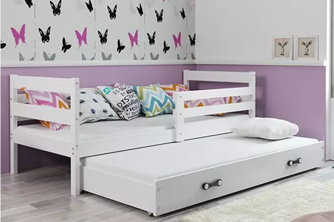 ERYK 90X200 jaunimo išskleidžiama lova su čiužiniu ir stalčiumi, balta