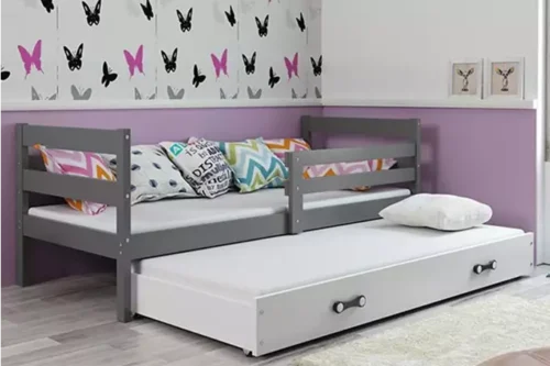ERYK 90X200 jaunimo išskleidžiama lova su čiužiniu ir stalčiumi, grafito/balta