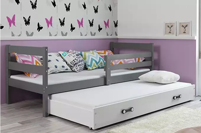 ERYK 80X190 jaunimo išskleidžiama lova su stalčiumi, grafito/balta