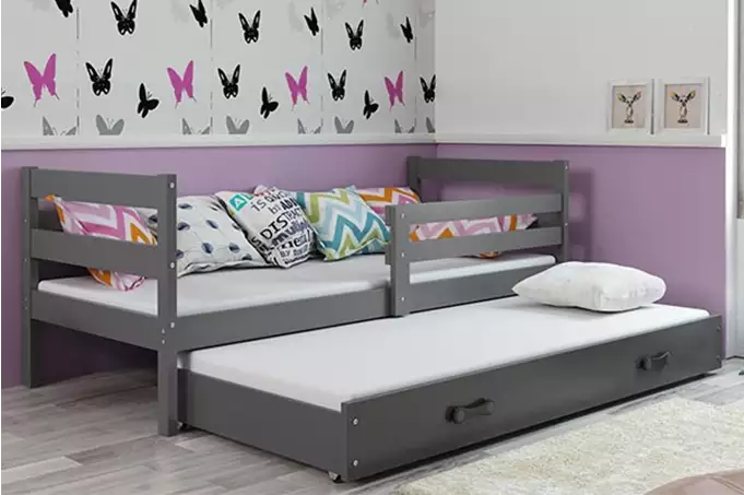 ERYK 90X200 jaunimo išskleidžiama lova su čiužiniu ir stalčiumi, grafito spalvos
