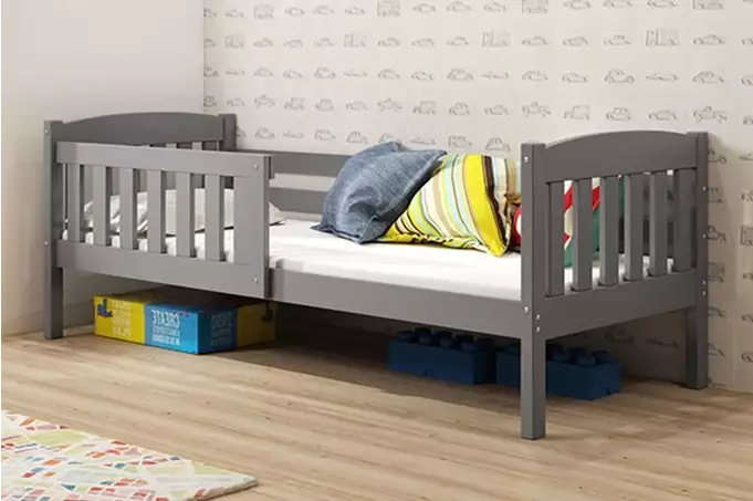 KUBUŚ viengulė jaunimo lova 90X190, grafito spalvos