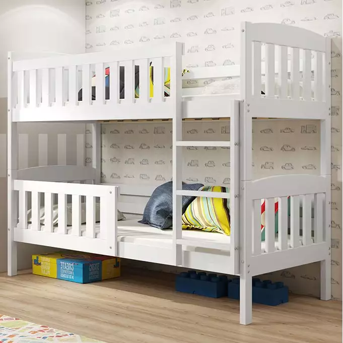 KUBUŚ jaunimo dviaukštė lova 90x190, balta