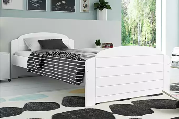 LILI viengulė jaunimo lova 90x200 su čiužiniu, balta