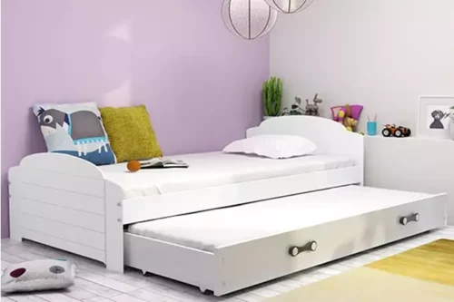 LILI 90×200 jaunimo išskleidžiama lova su stalčiumi, balta