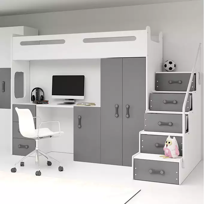 MAX 4 viengulė jaunimo lova 80X200 su stalu, grafito spalvos — изображение 2