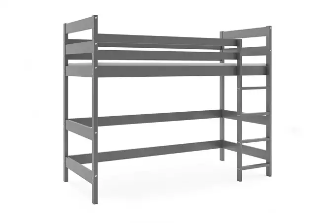 Dviaukštė lova jaunimui, antresolė, 90x200, su čiužiniu, grafito spalvos — изображение 3
