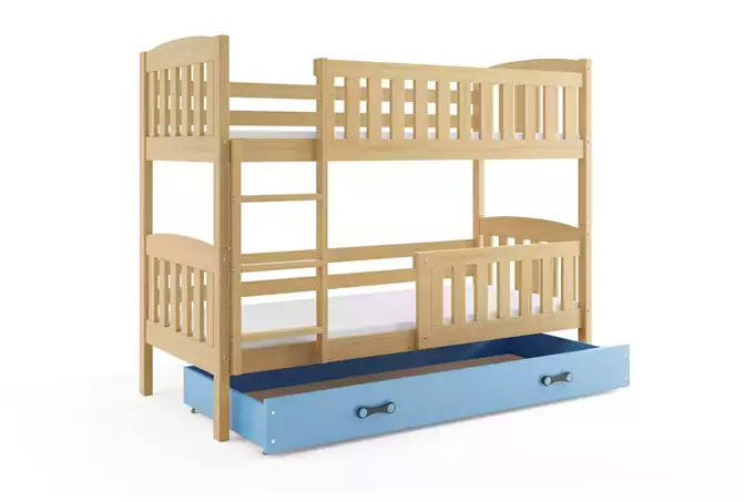 KUBUŚ jaunimo dviaukštė lova 90x200 su stalčiumi, pušis/mėlyna - Paveikslėlis 4