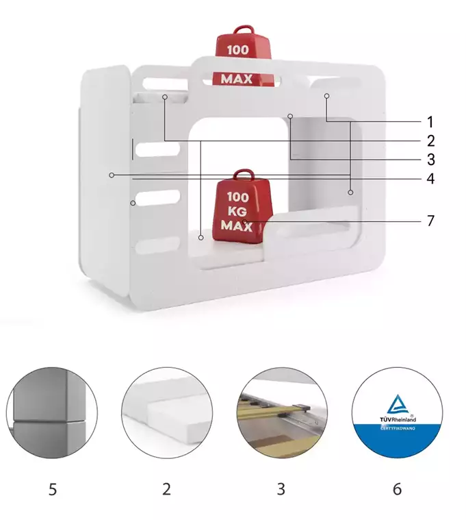 MAX 2 80X200 jaunimo dviaukštė lova su čiužiniu — изображение 6