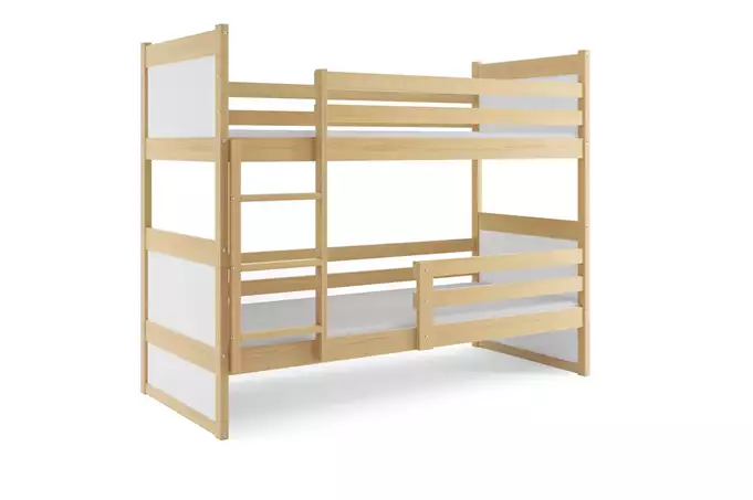 RICO jaunimo dviaukštė lova 90x200 su čiužiniu, pušis/balta - Paveikslėlis 5