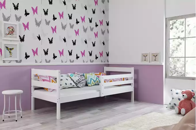 ERYK viengulė jaunimo lova 90x200 su čiužiniu, balta - Paveikslėlis 2