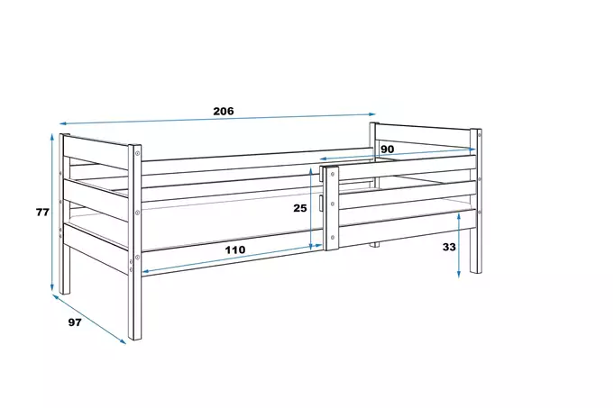 ERYK viengulė jaunimo lova 90x200 su čiužiniu, balta - Paveikslėlis 5