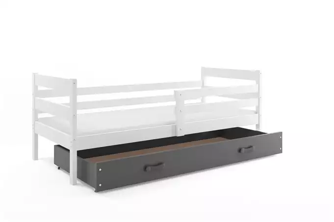 ERYK 90x200 viengulė jaunimo lova su stalčiumi, balta/grafito spalvos — изображение 4