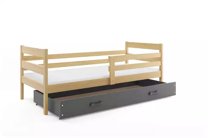 ERYK 90x200 viengulė lova su stalčiumi, pušis/grafitas - Paveikslėlis 4