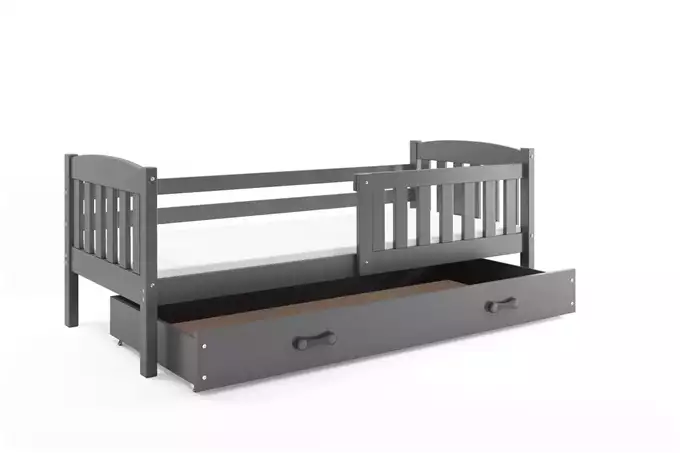 KUBUŚ viengulė jaunimo lova 90x200 su stalčiumi, grafito spalvos - Paveikslėlis 3