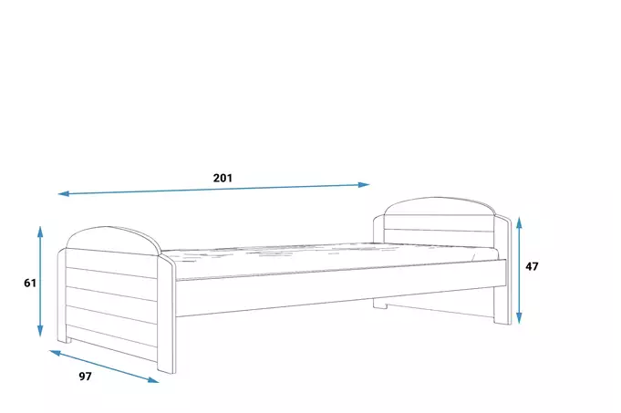 LILI viengulė jaunimo lova 90X200, grafito spalvos — изображение 4
