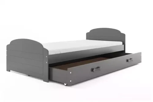 LILI viengulė jaunimo lova 90×200 su stalčiumi, grafito spalvos