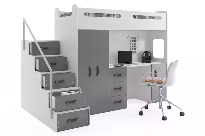 MAX 4 viengulė jaunimo lova 80X200 su stalu, grafito spalvos — изображение 4