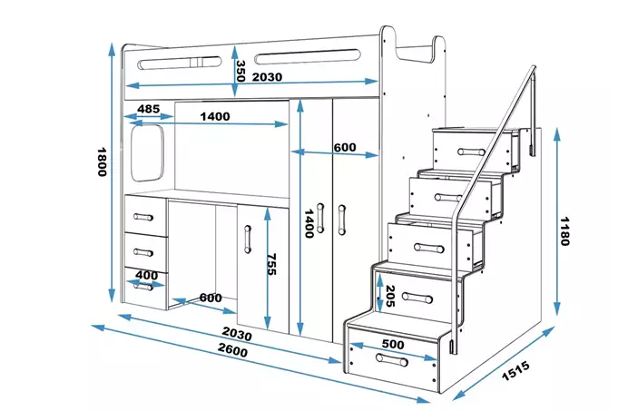 MAX 4 viengulė jaunimo lova 80X200 su stalu, grafito spalvos — изображение 3